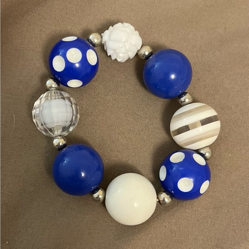 Royal Blue and white bubble bracelet